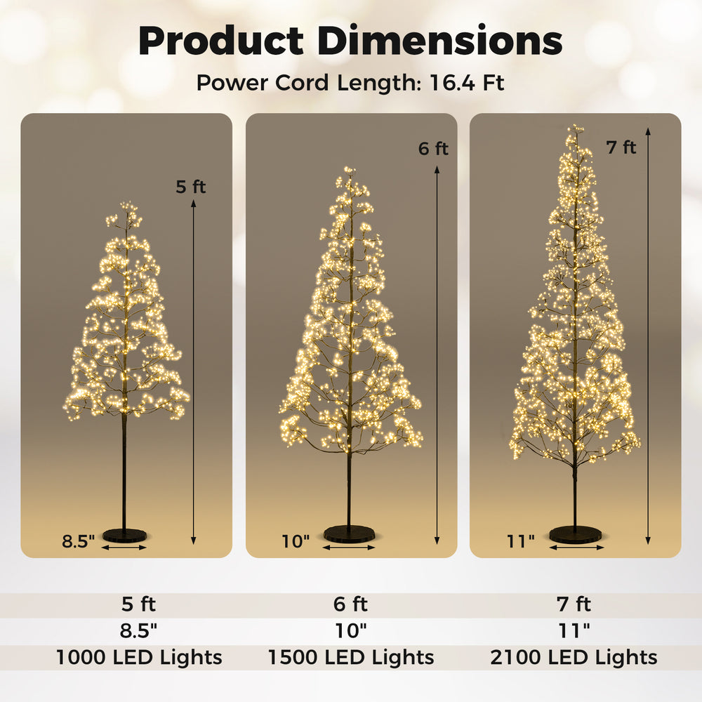 5 FT lighted alpine tree with warm white LED lights, 1000 LEDs, and weighted base for stable holiday decor.