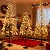 Lighted 5ft alpine tree with warm white LED lights, featuring a weighted base, perfect for festive decorations.