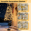 5ft lighted alpine tree with warm white LEDs, perfect for versatile seasonal decorations like Christmas and Halloween.