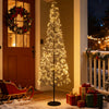 5/6/7 FT Lighted Alpine Tree with Warm White Light LED Lights Pre-lit Artificial Cedar Tree with Weighted Base-7 ft - Gallery View 1 of 10