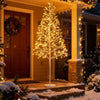 Lighted 5 FT birch tree with 240 warm white LED lights, featuring flexible branches and a weighted base for stability.