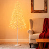 5 FT lighted birch tree with 240 warm white LED lights, featuring flexible branches and a weighted cement base for.