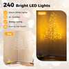 5 FT lighted birch tree with 240 warm white LED lights, flexible branches, and weighted base for stable indoor decor.