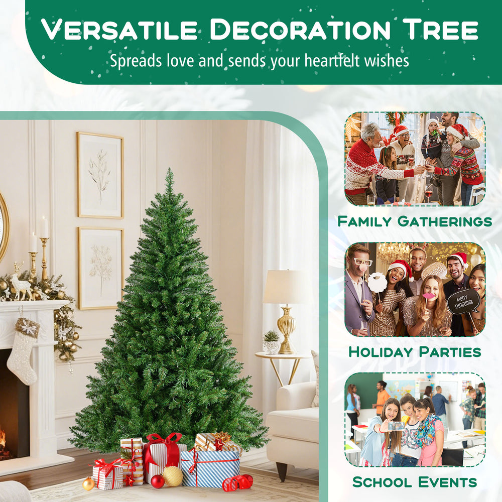 6-foot artificial Christmas tree with 400 warm white LED lights, perfect for family gatherings and holiday parties.