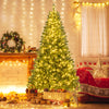 5/6/7 Feet Artificial Christmas Tree Hinged Xmas Tree with 7 Lighting Modes-7 Feet - Gallery View 1 of 10