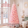 5/6/7 Feet Flocked Fir Christmas Tree with Warm White LED Lights-6 ft - Gallery View 1 of 10
