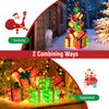 15 lighted Christmas boxes with bows, showcasing stacking and separated options, ideal for festive indoor or outdoor.