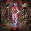 5.6 ft Halloween animated clown with detailed costume and voice effects, perfect for creating a creepy atmosphere indoors.