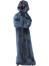 Creepy 5.6 ft Halloween Weeping Woman animatronic with red eyes and tattered robes for a haunting display.