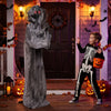 Creepy 5.6 ft Halloween Weeping Woman animatronic with red eyes and tattered robes, perfect for haunting displays.