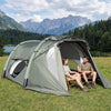 5-7 person inflatable camping tent in green with screened porch, ideal for outdoor adventures and gear storage.