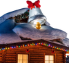 Inflatable Christmas decoration featuring a climbing Santa with LED lights, perfect for festive outdoor displays.