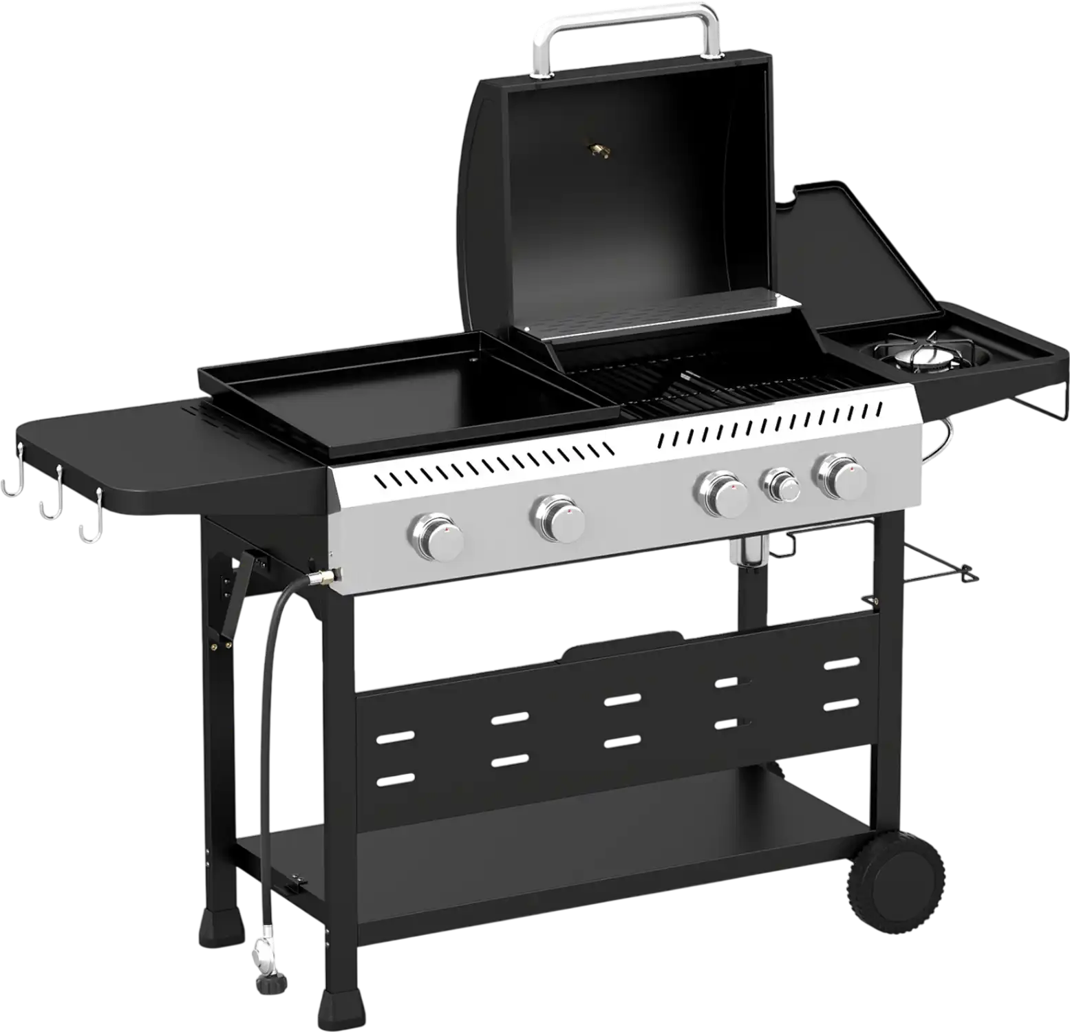 Costway 5-Burner Propane Gas Grill Griddle Combo with Side Burner 71824120 New