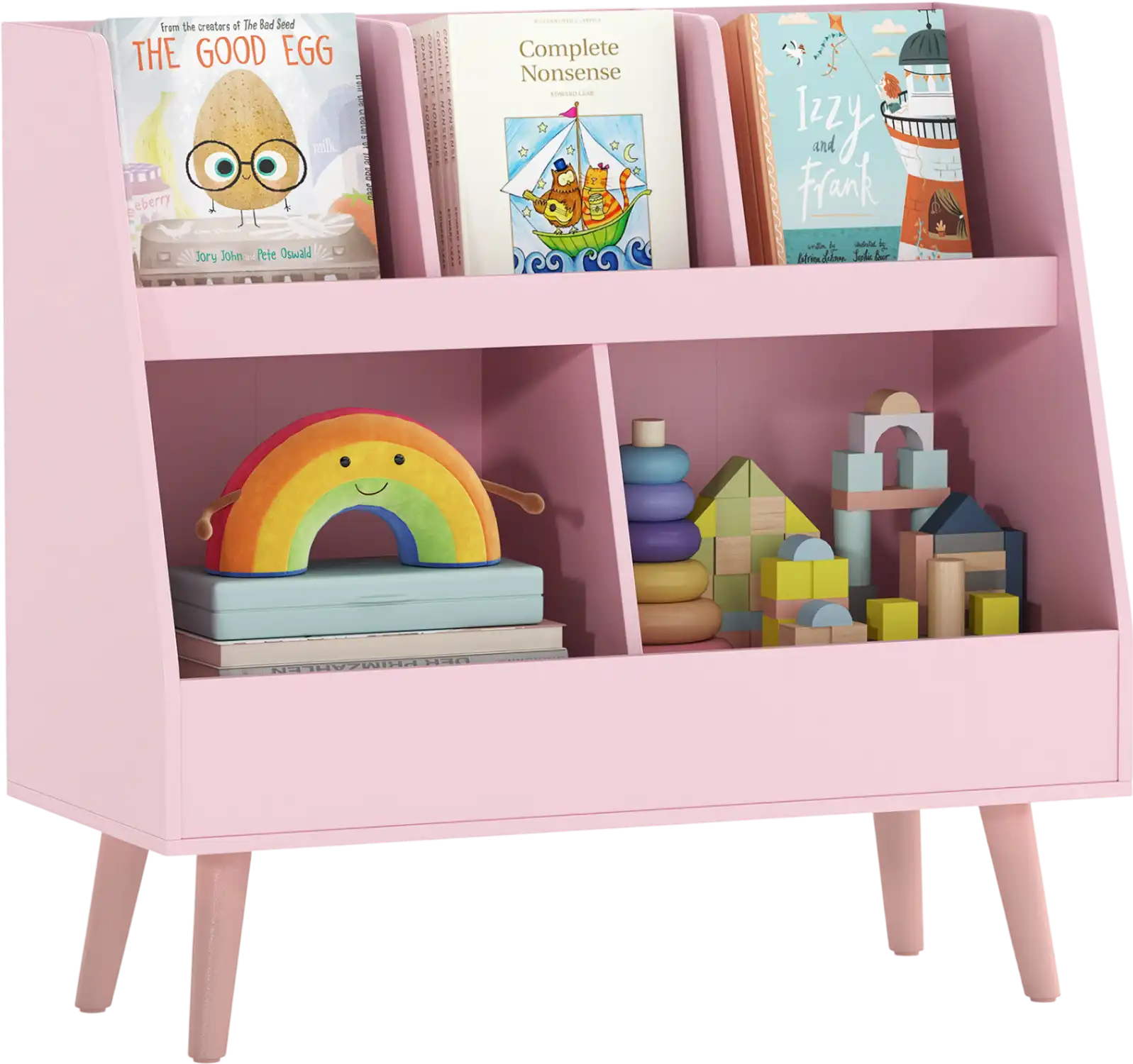 Costway 5-Cube Kids Bookshelf Toy Organizer with Anti-Tipping Kits 62948513 New