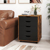 5-drawer mobile filing cabinet in rustic brown, showcasing smooth drawer slides and sturdy construction for versatile.