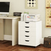 5 Drawer Mobile File Cabinet with Wheels for Living Room-White - Gallery View 1 of 10