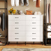 5-drawer modern tall chest of drawers in white with metal legs, ideal for organized storage in bedrooms or living rooms.