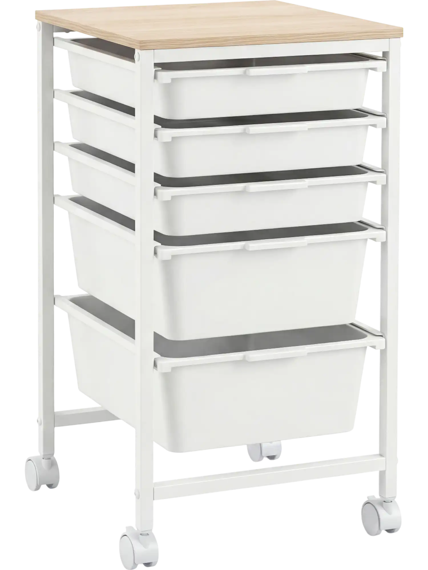 Costway 5-Drawer Rolling Storage Cart Mobile Utility Organizer w/ Wooden Tabletop Lockable Wheels 42226234 New