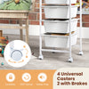 5-drawer rolling storage cart with wooden tabletop, lockable wheels, and quiet swivel casters for versatile.