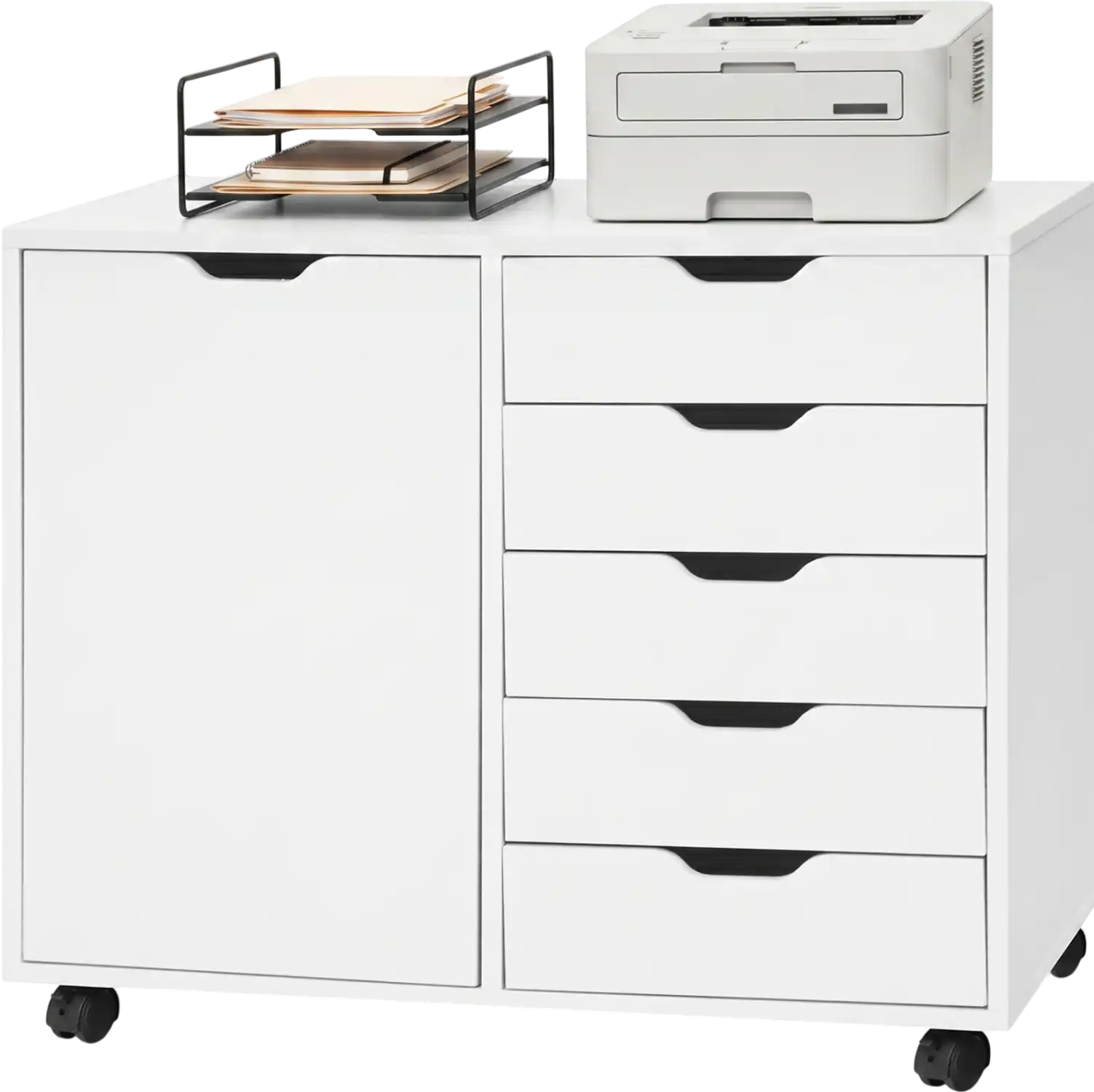 Costway 5 Drawer Storage Cabinet on Wheels Adjustable Shelf File Cabinet 27012282 New