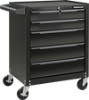 5-drawer tool storage cabinet in black with central locking system, designed for garage and workshop use.