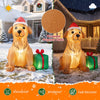 5 FT Christmas inflatable golden retriever dog decoration with bright lights, waterproof fabric, ideal for holiday displays.
