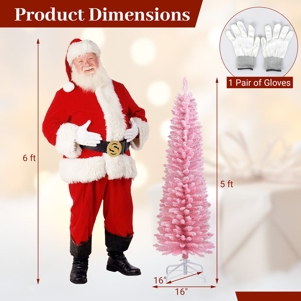5 Feet Artificial Christmas Tree with 328 Branch Tips and Folding Metal Stand for Home - Gallery View 4 of 10