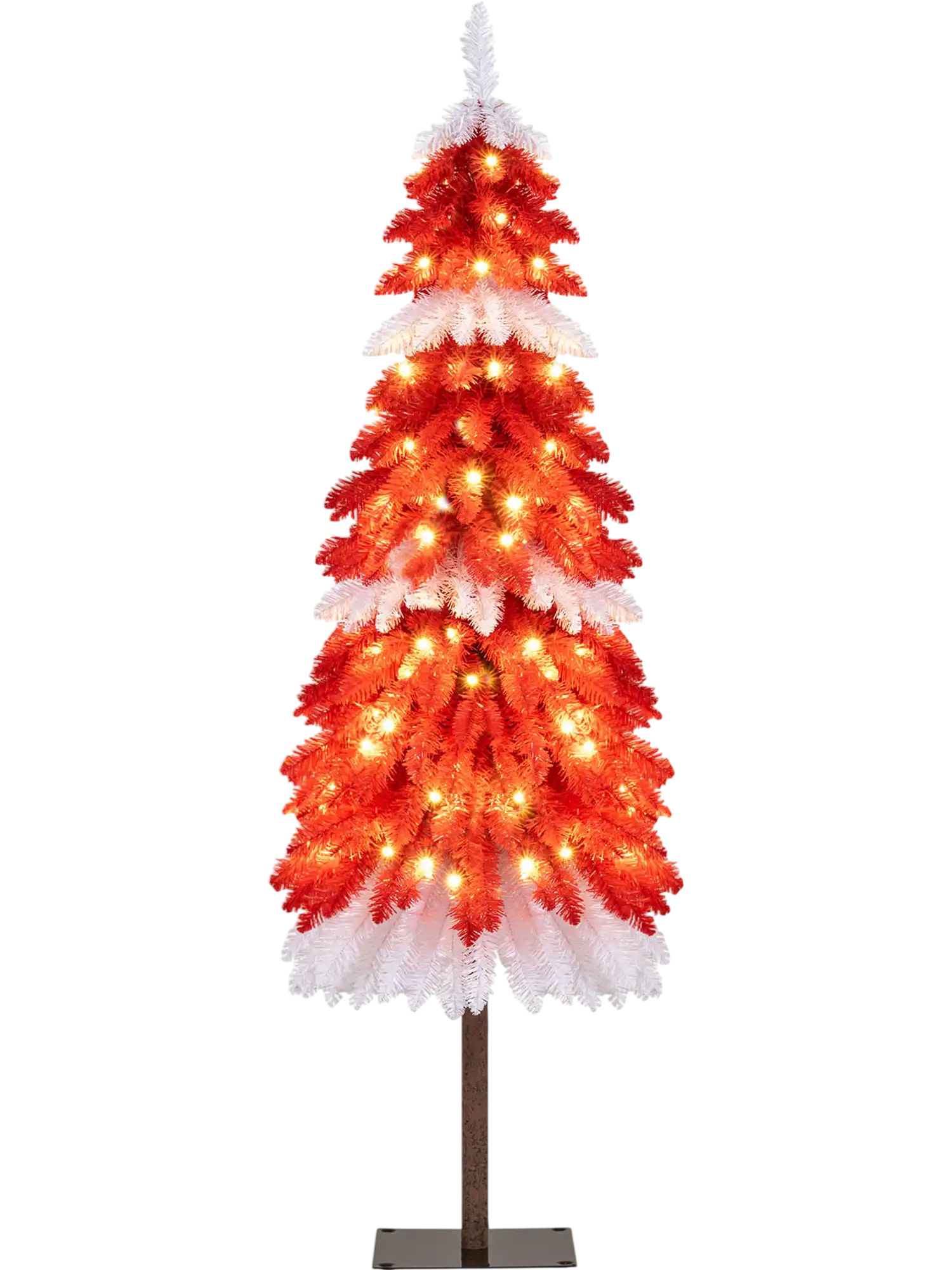 Costway 5' Pre-Lit Artificial Christmas Tree 301 Red White Branch Tips 14991736 New