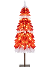 5 FT Artificial Christmas Tree Pre-lit Xmas Trees with 301 Red and White Branch Tips