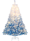 5 FT artificial Christmas tree with warm white LED lights, snow flocking, and gradient color for festive decor.