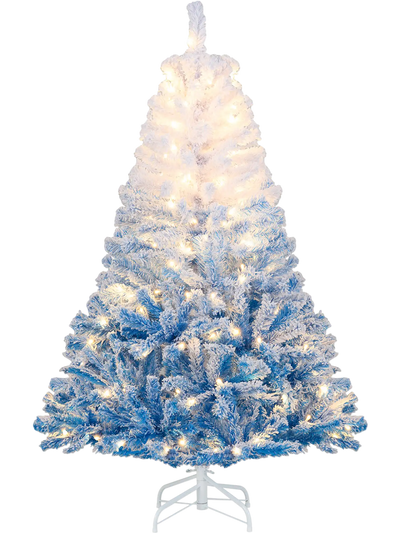 Costway Artificial Christmas Tree Warm White LED 8 Modes 81690526 New