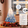 5 FT artificial Christmas tree with warm white LED lights, featuring 8 lighting modes and snow flocking for festive.