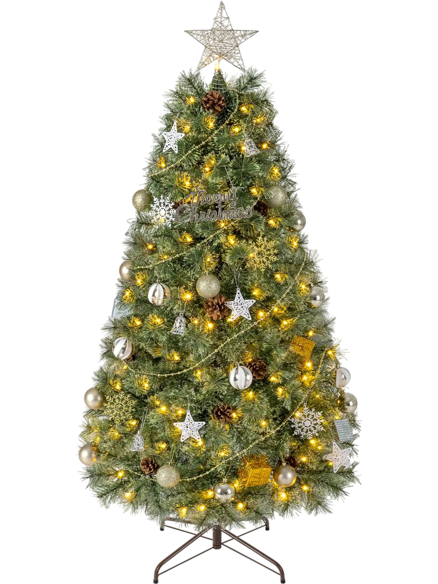 Costway Artificial Christmas Tree Hinged Fully-Decorated Blossom Pine Needles 89350252 New