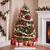 5 FT artificial Christmas tree featuring 406 branch tips and 245 warm white LED lights for festive holiday decor.