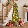 5 FT artificial pine Xmas tree with 309 branch tips, pre-lit LED lights, and a slim design for small spaces.