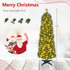 5 FT artificial pine Xmas tree features 309 full branch tips and warm white LED lights, perfect for small spaces.