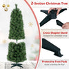 5 FT artificial pine Christmas tree with 309 full branch tips and a cross-shaped stand for easy setup and storage.