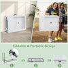 Portable 5 FT folding ice cooler table with double sinks, featuring a carry strap for easy transport to events.