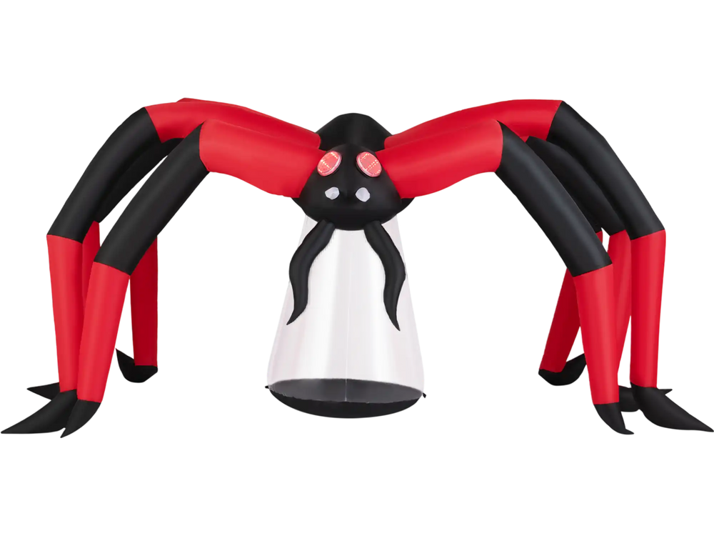 Halloween Inflatable Spider Blow Up Yard Scary Spider with Red Tunnel Light Eyes