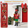 5 FT lighted Christmas nutcracker with glitter sword, tall hat, and exquisite costume for festive outdoor decoration.