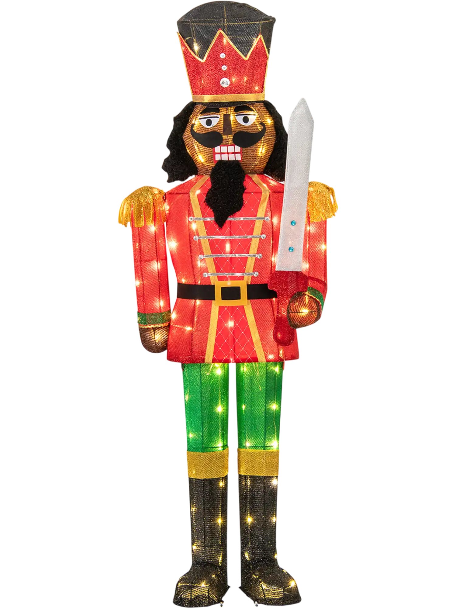 Costway 5' Lighted Christmas Nutcracker Inflatable w/ Glitter Sword 24227361 New
