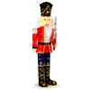 5 FT Christmas Nutcracker decoration with glitter sword, 100 warm-white LED lights, for festive indoor and outdoor.