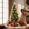 Pre-lit 5 FT artificial fir Christmas tree with 28 warm white LED lights and decorative light balls for festive decor.