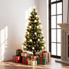 5 FT artificial fir Christmas tree with 28 warm white LED lights and decorative light balls, perfect for festive decor.