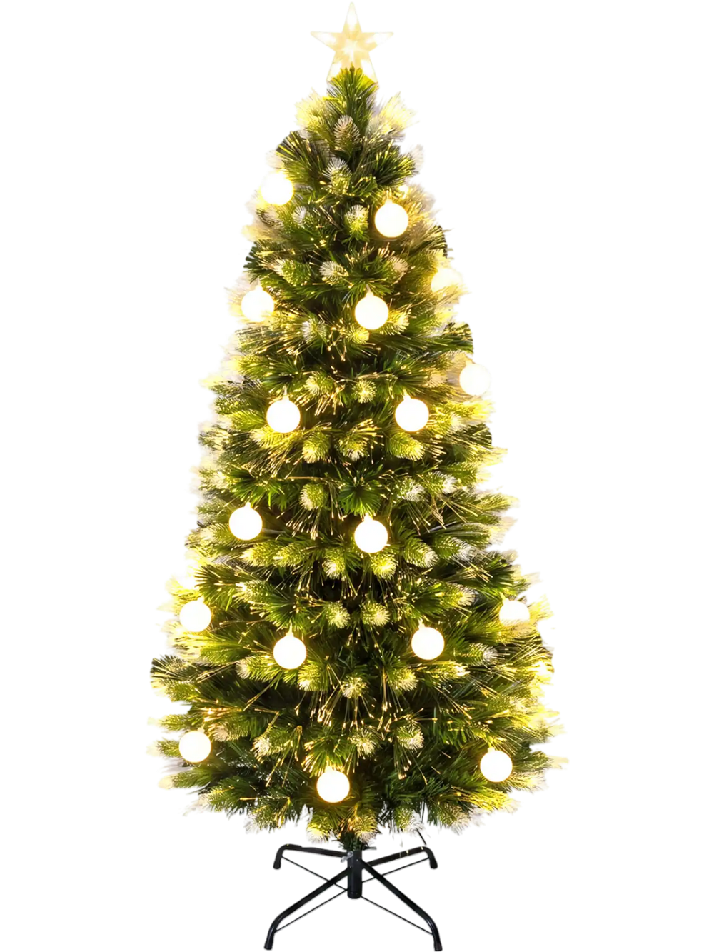 5 FT artificial fir Christmas tree with 28 warm white LED lights and 36 light balls, perfect for festive holiday decor.