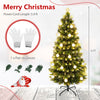 5 FT artificial fir Christmas tree featuring 180 full branch tips, warm white LED lights, and a pair of assembly gloves included.