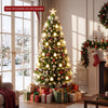 Pre-lit 5 FT artificial fir Christmas tree with 28 warm white LED lights and a lighted star, perfect for holiday decor.