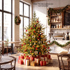 5 FT pre-lit artificial Christmas tree featuring 180 warm white LED lights, perfect for creating a festive ambiance.