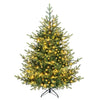 5 FT pre-lit artificial Christmas tree featuring 180 warm white LED lights and lifelike PVC leaves for festive decor.