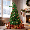 5 FT pre-lit artificial Christmas tree with green snow flocking, featuring warm white LED lights and a bendable treetop for customization.